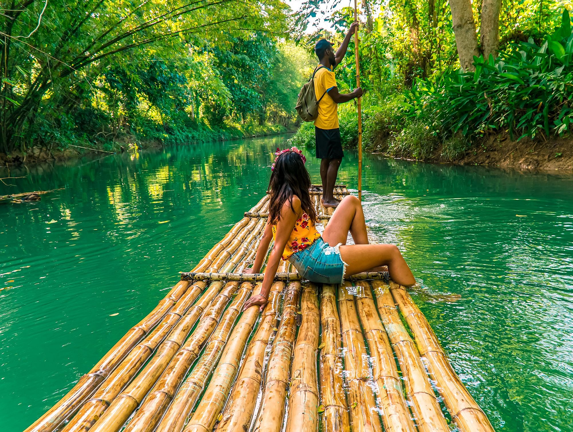 Bamboo rafting on the Martha Brae River Jamaica