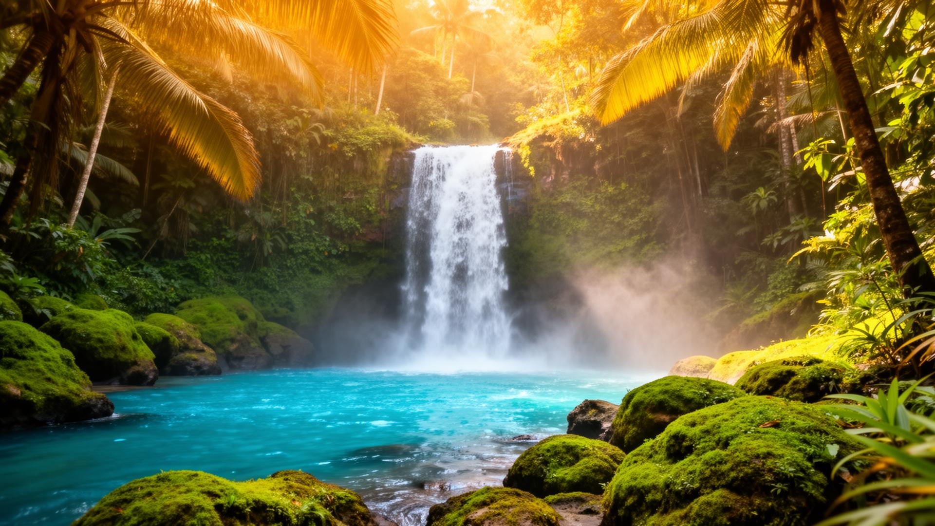 Blue Hole Jamaica waterfall and turquoise pools near Ocho Rios